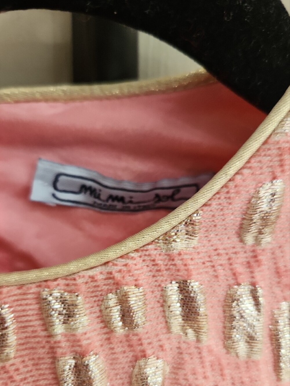 Mimisol Girls Pink Dress with Gold Metallic Accents Size 2 - Picture 2 of 6